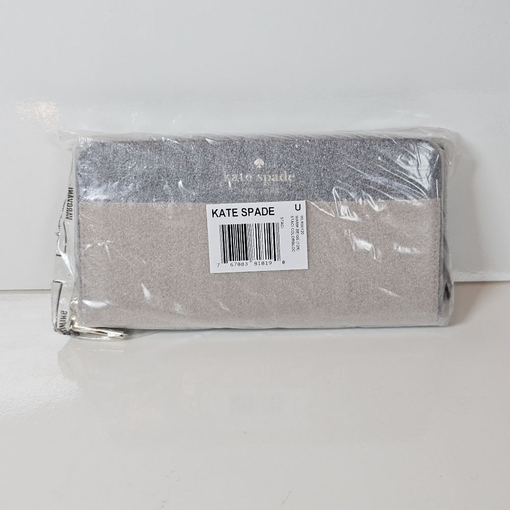 ✨ NWT Kate Spade Staci Colorblock Large Continental Wallet - Warm Beige/Black ✨ - Picture 13 of 13